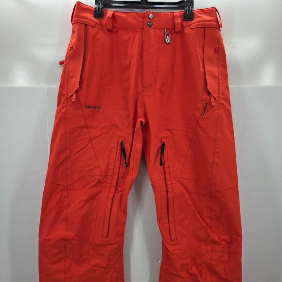 Volcom Baldface Guide Gore-Tex Snowboard Pants Medium Orange Ski Vents Outdoor - Picture 1 of 16